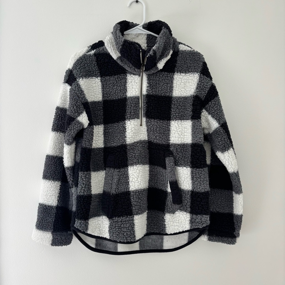 Black and White Plaid Fleece
